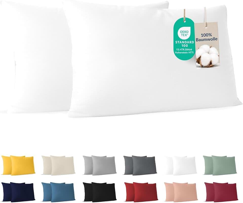 Dreamzie - Kissenbezug 40 x 80cm - 2er Set - 100% Baumwolle - Weiß