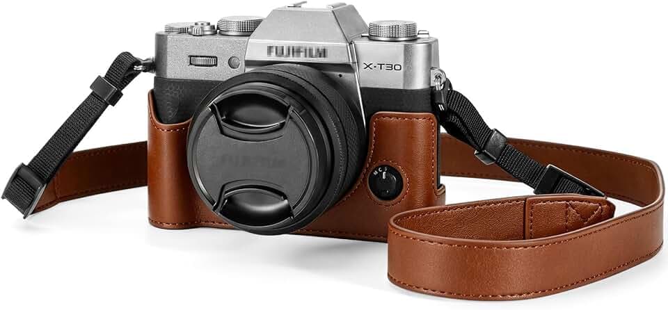 XEVN for Fujifilm X-T30 III/X-T30 II/X-T30 / X-T20 Camera Half Case, Microfiber Leather, Retro Style, Strap Included, Easy Battery & SD Card Access, Tool-Free Quick Release, Anti-Scratch (Brown)