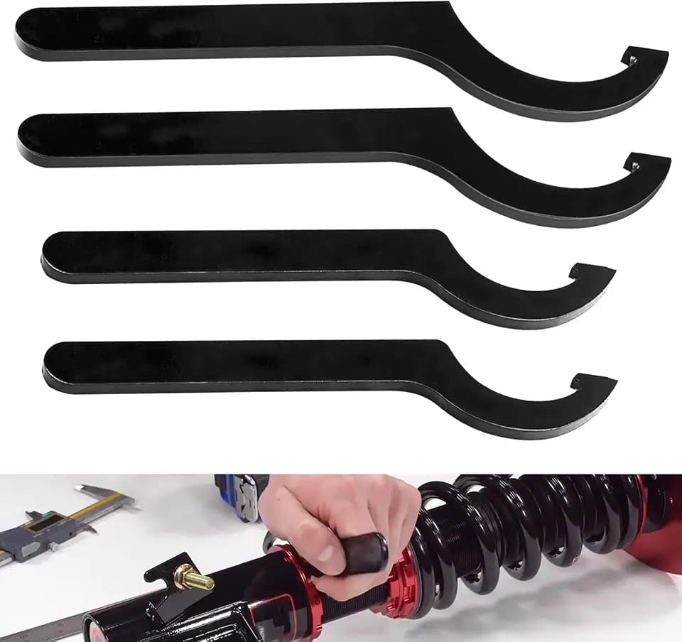 Coilover Adjustment Tool Compatible for Coilovers - K Sport, Skunk 2, Apexi, Megan Racing - 2 Large Steel Spanner Wrenches + 1 Small Wrench