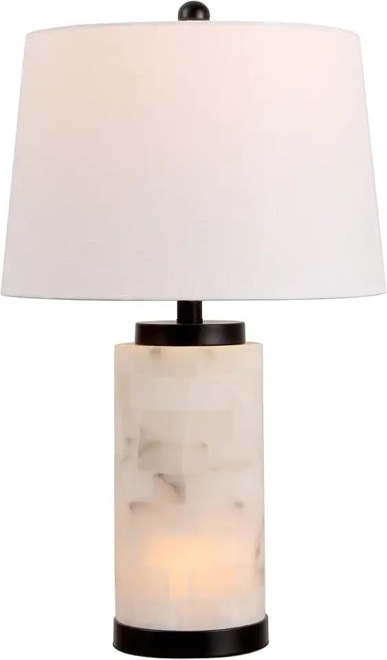 JONATHAN Y Eliza 25.5" Alabaster 2-Light Table Lamp, White/Black