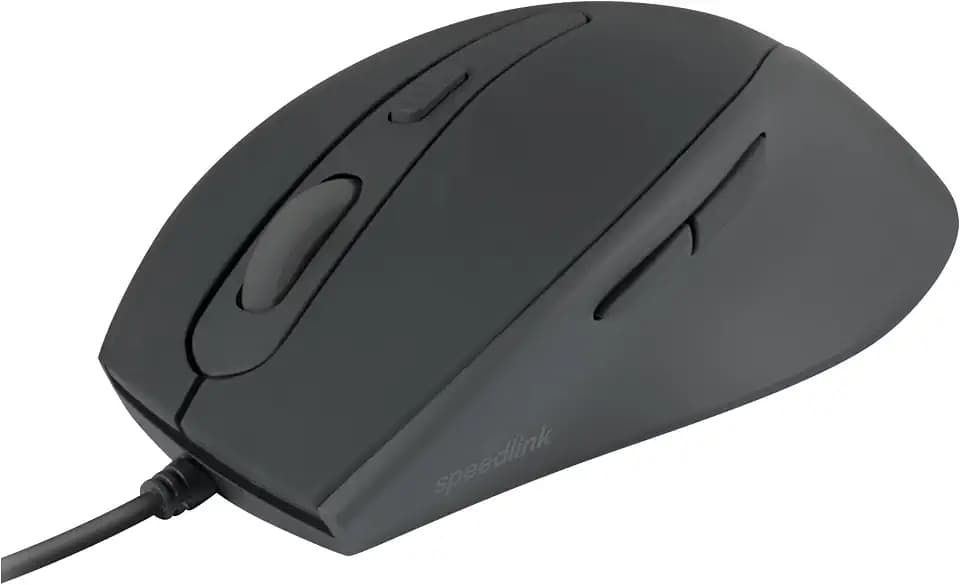 Speedlink AXON Silent & Antibacterial Mouse - leise PC Maus mit Kabel, antibakterielle Oberfläche, geräuschlos, leiser klick, kabelgebunden, dpi-Schalter bis 2400 dpi, schwarz