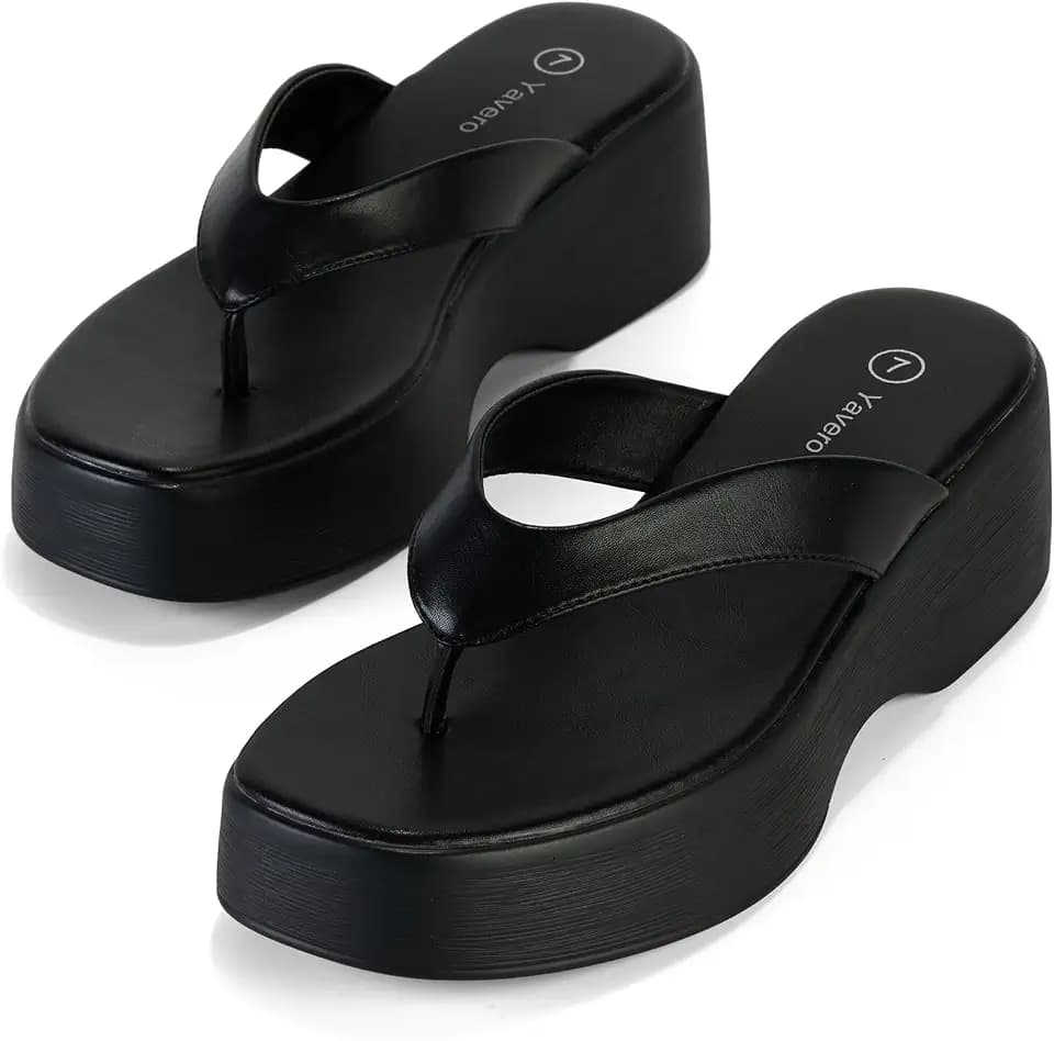 Yavero Women's Platform Flip Flop Sandals Comfortable Wedge Thong Sandals