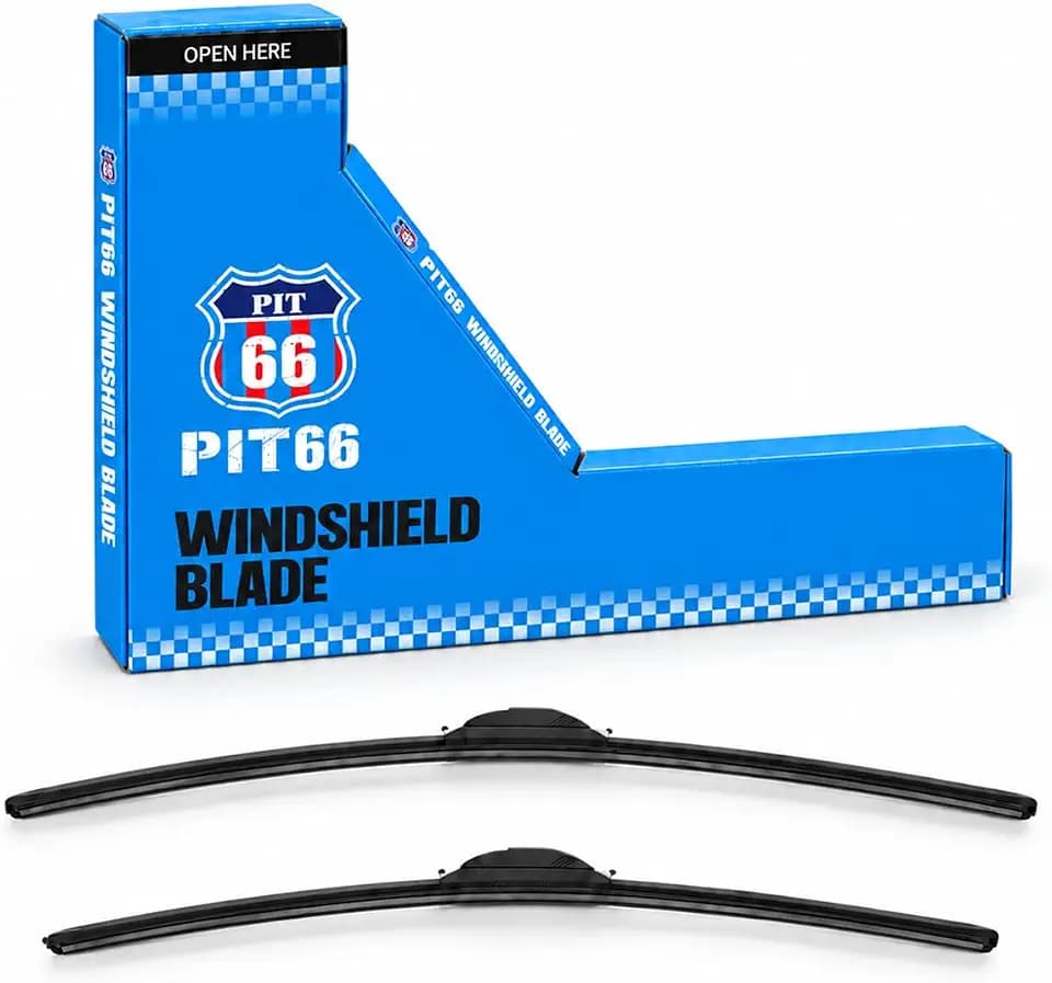 PIT66 Windshield Wiper Blades, 22"+22", Stable, Quiet, All Season 2 Pack