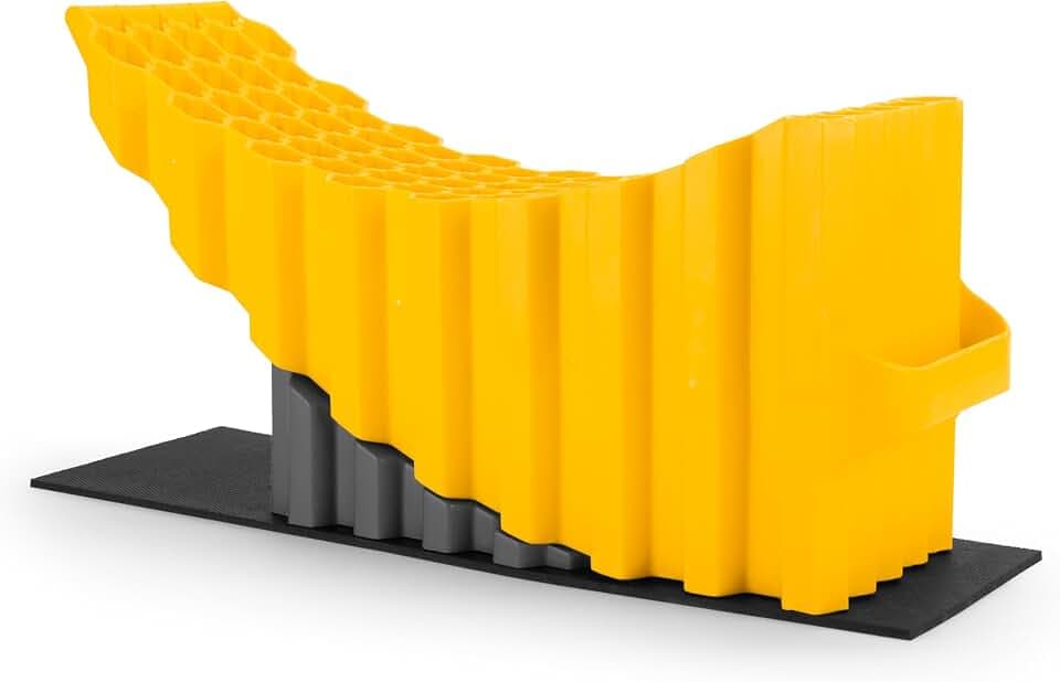 Camco Curved Trailer Aid Ramp with Chock and Base Pad, 6.5 in Lift, 44436