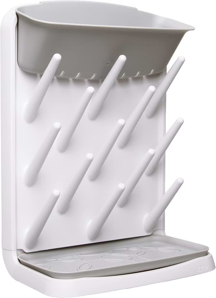Ubbi Vertical Baby Bottle Drying Rack, Space Saving Countertop Drying Rack Baby Accessory, Grey