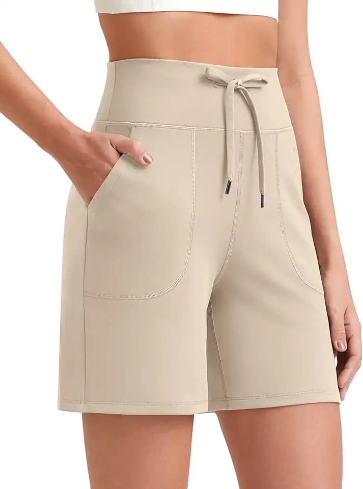 G4Free Sporthose Damen Kurz 6" Kordelzug High Waist Sommer Casual Shorts