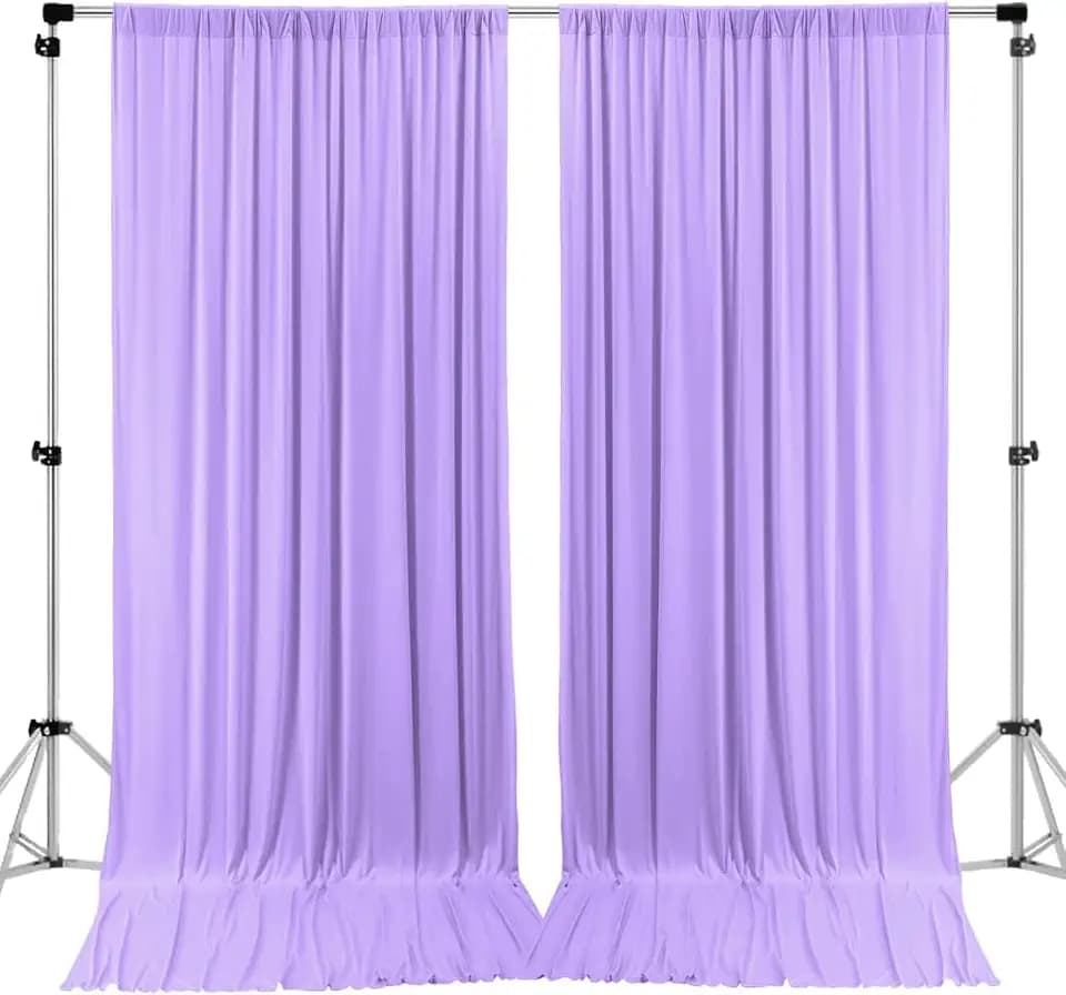 AK TRADING CO. 10 feet x 8 feet IFR Polyester Backdrop Drapes Curtains Panels with Rod Pockets - Wedding Ceremony Party Home Window Decorations - Lavender