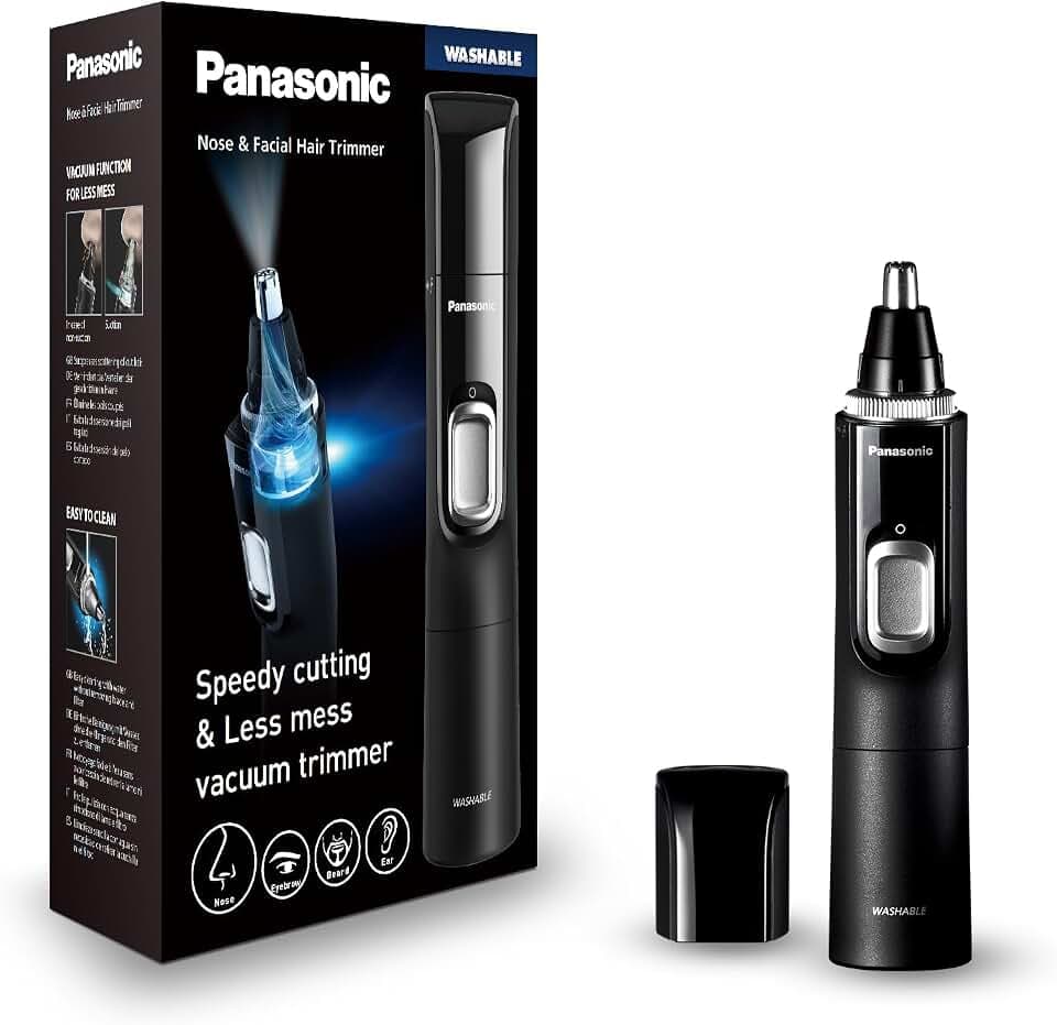 Panasonic ER-GN300-K503 Nasenhaarschneider für Männer, Premium-Elektrorasierer, Nasen-, Ohren- und Augenbrauen-Trimmer, wasserdicht, batteriebetrieben, Schwarz
