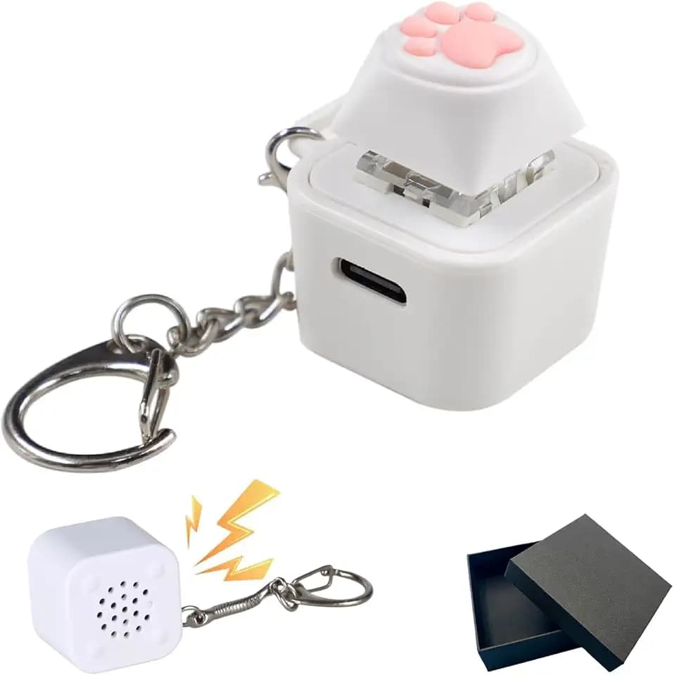Cat Fidget Toy - Can Make Cat Sounds Cat's paw Keychain,USB-C Rechargeable Stress Reliever with Colorful Lights, Fun & Portable Anxiety Relief Toy,Suitable as a Gift for cat Lovers(Cat)