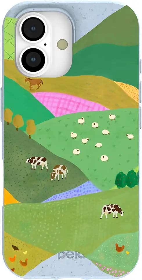 Pela | Phone Case Compatible with iPhone 17 | MagSafe Included | Cute Eco Friendly | Made with Plants | Powder Blue Farm Tales