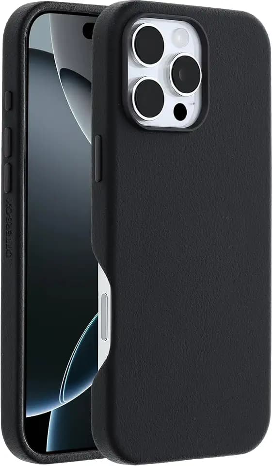 OtterBox Apple iPhone 16 Pro Max Symmetry Series Cactus Leather Case - Non-Retail Packaging Noir Ash (Black)