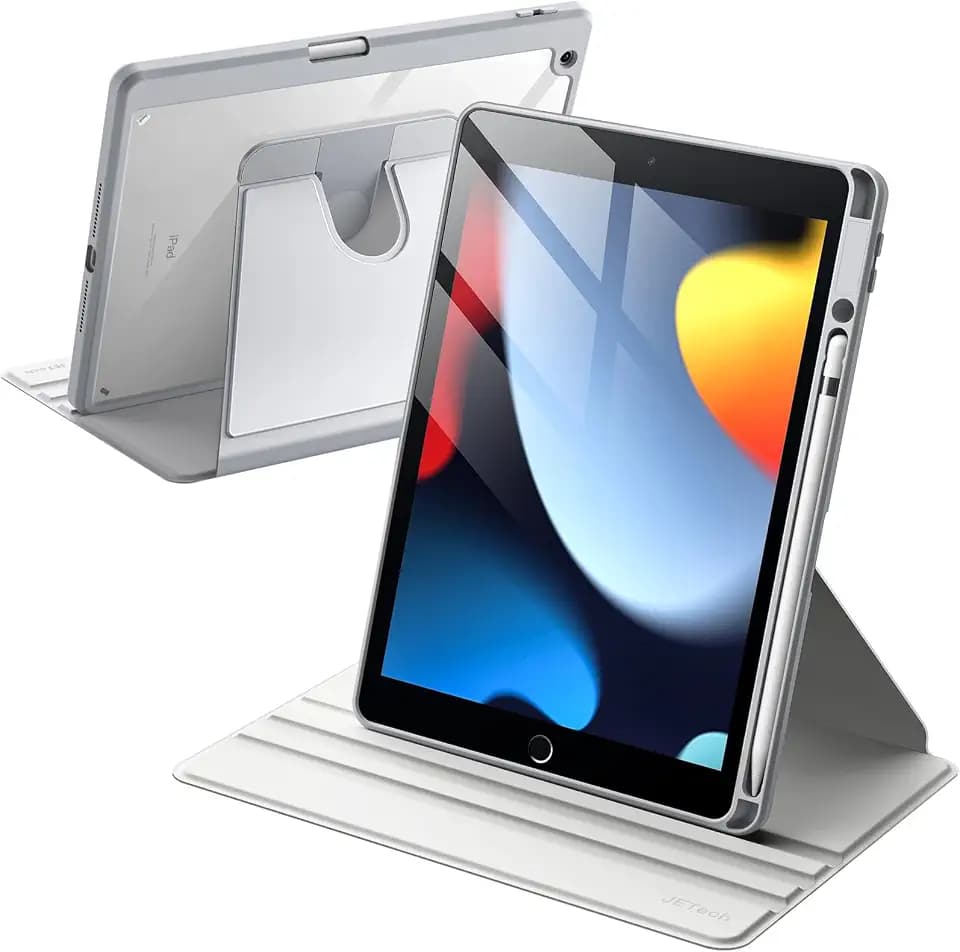 JETech 360° Rotating Case for iPad 9th/8th/7th Gen 10.2", Silver