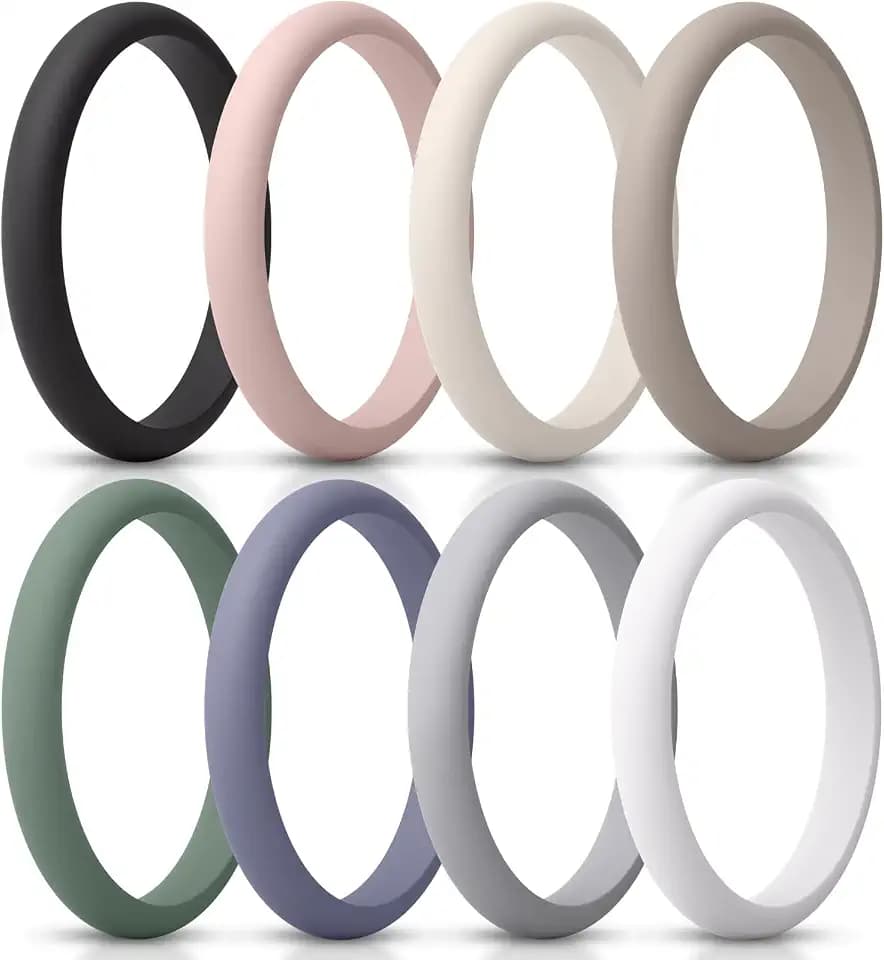 ThunderFit Women's Thin and Stackable Silicone Ring Enhancers, 2.5mm Wide
