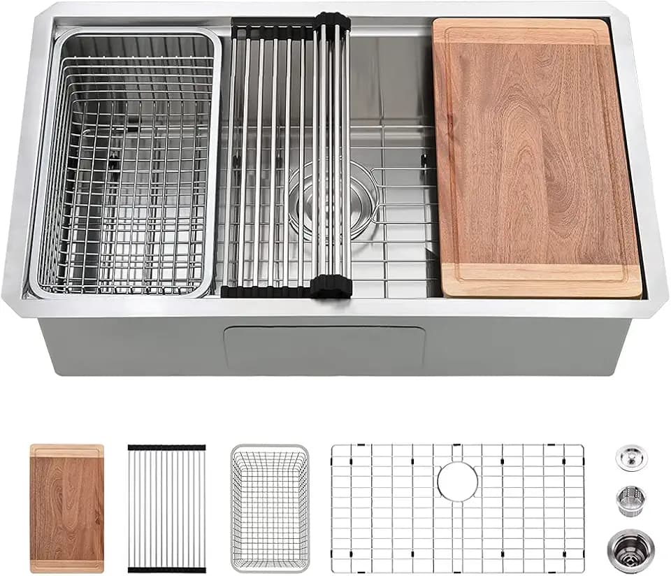 27x19 Undermount Kitchen Sink Stainless Steel Workstation Sink