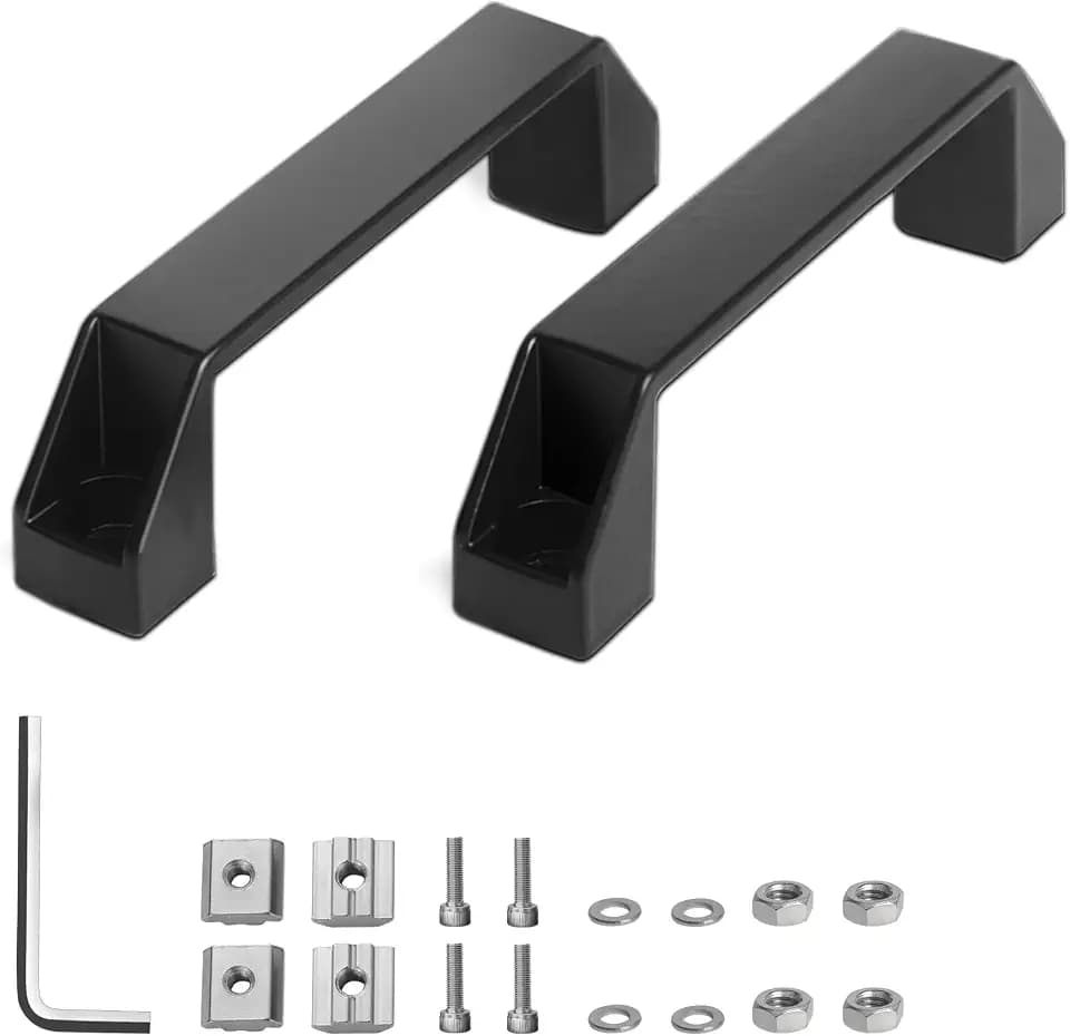 2 Stück Bügelgriff Schwarz Griffe Handgriff Handgriff aus Aluminiumlegierung mit T-Mutter Schrauben Unterlegscheibe Schraubenschlüssel Bohrlocherabstand 120mm für 30er Serie Aluminiumprofil