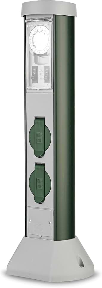 REV Außensteckdose Garten GreenCraft - 52cm, 2-Fach, Zeitschaltuhr, grün