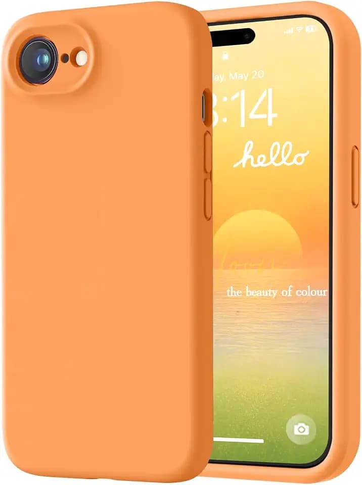 LOVE 3000 Designed for iPhone 16e/17e Case, Premium Silicone with [Soft Anti-Scratch Microfiber Lining] Shockproof Protective Phone Case for Men Women Girls 6.1", Bright Orange