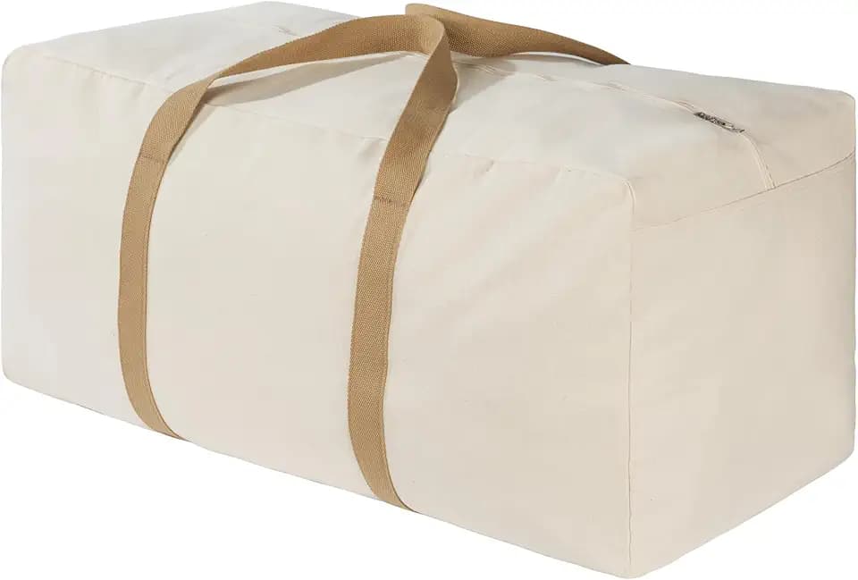 130L Canvas Storage Duffle Bag, Beige, 1, 31''x15''x15''