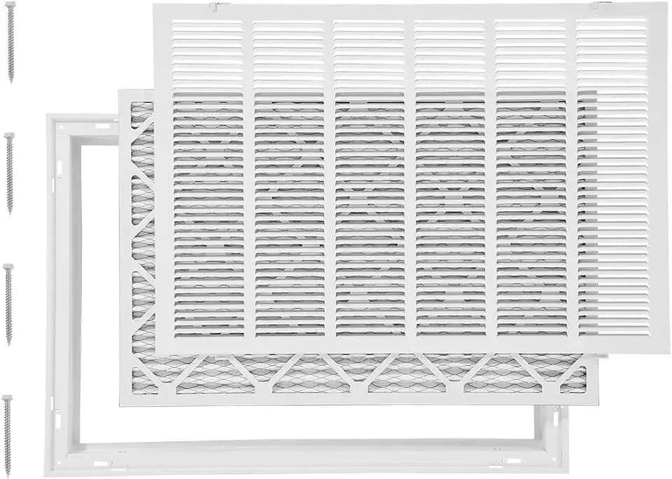 VEVOR Return Air Filter Grille, Fits W30 x H20in Duct Opening Size, Filter Included, Return Air Vent Cover for Wall, Powder-Coated Steel Return Air Grill Detachable Face/Door for 1 inch Filters