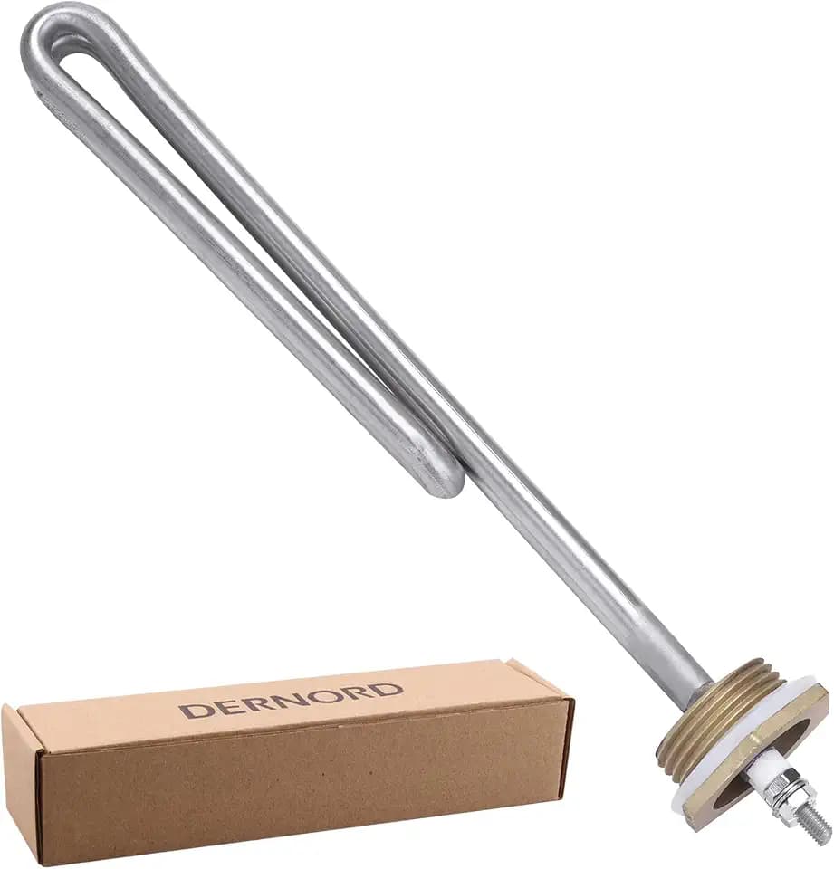 DERNORD 220V 3000W 1 Zoll Faltbarer Heizelement Heizpatrone DN25 BSP Heizstab Edelstahl Messing Flansch mit Silikonring