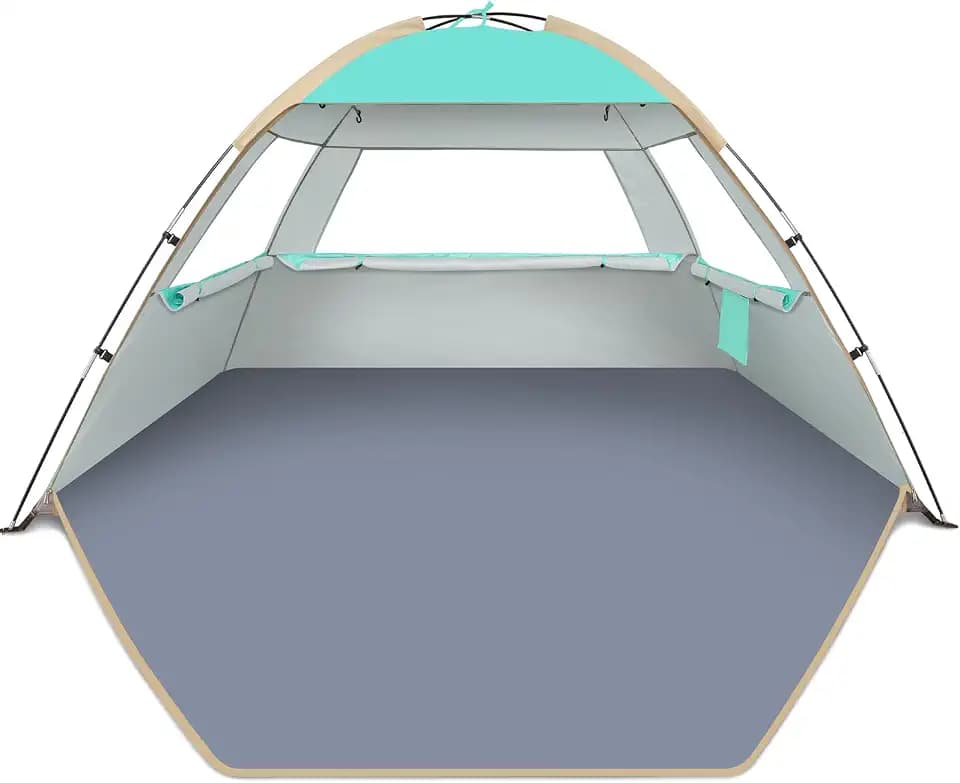 Gorich Beach Tent Sun Shelter for 3/4/6/8/10 Person with UPF 50＋ UV Protection, Lightweight & Easy Setup Beach Shade Canopy, Portable Beach Shade Tent Beach Cabana