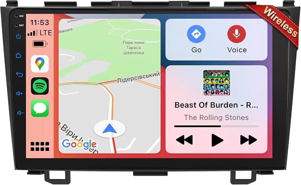 Car Radio Stereo for Honda CRV 2007 2008 2009 2010 2011, Wireless Apple Carplay and Android Auto, 9" Touch Screen Car Radio with Bluetooth/FM/AM/RDS/SWC