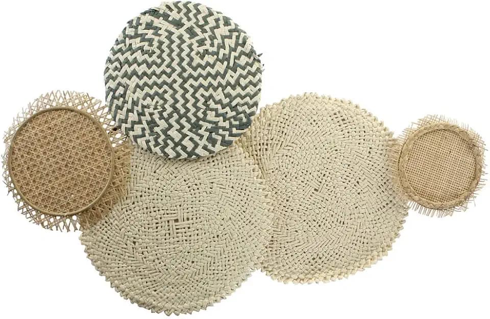 DKD Home Decor Leinen Rattan Kreise (96 x 6 x 60 cm) (Referenz: S3018980)