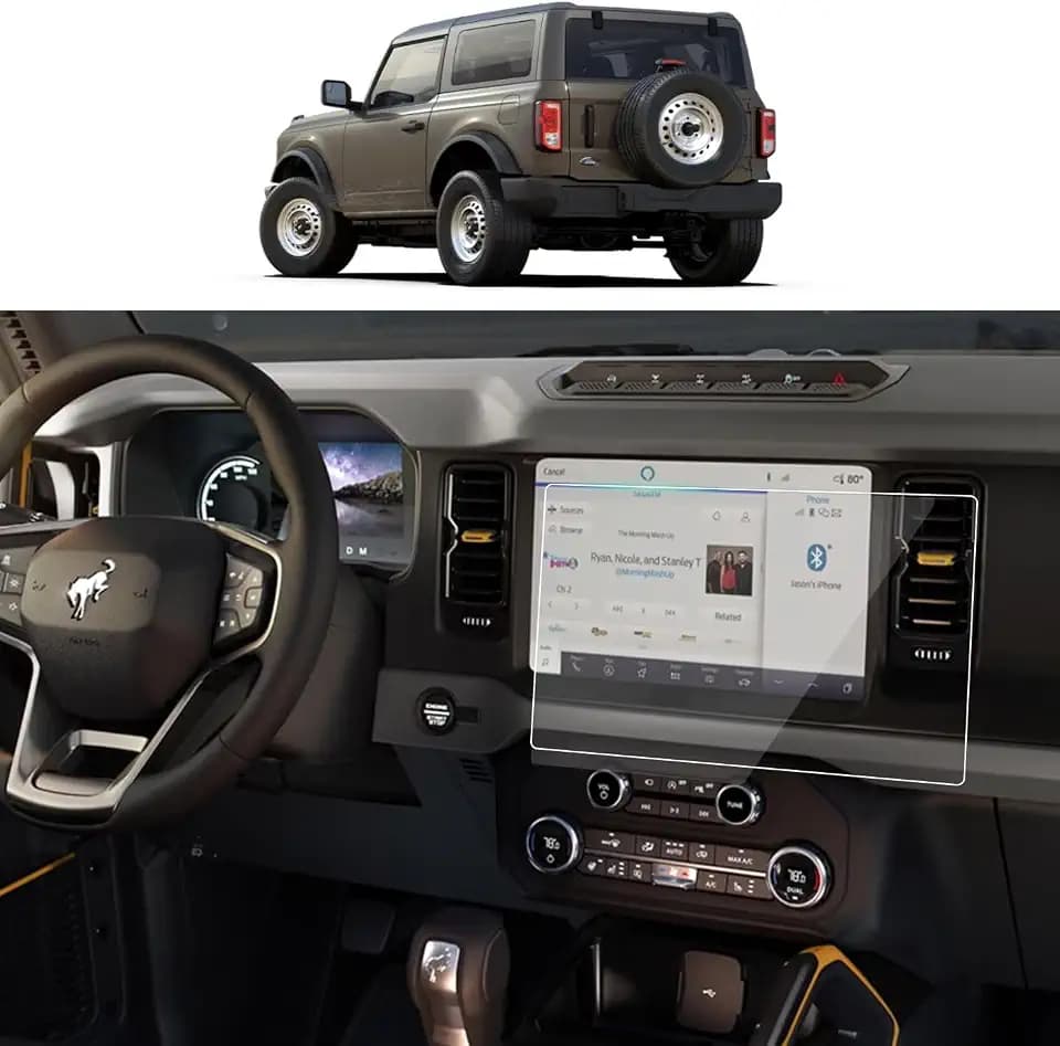 For 2026 2025 Ford Bronco Tempered Glass Screen Protector 12-Inch 2021-2024 Ford Bronco (Raptor/Outer Banks/Badlands/Wildtrak/Everglades/Heritage Limited) Touchscreen Protector 9H Anti Scratch High Clear