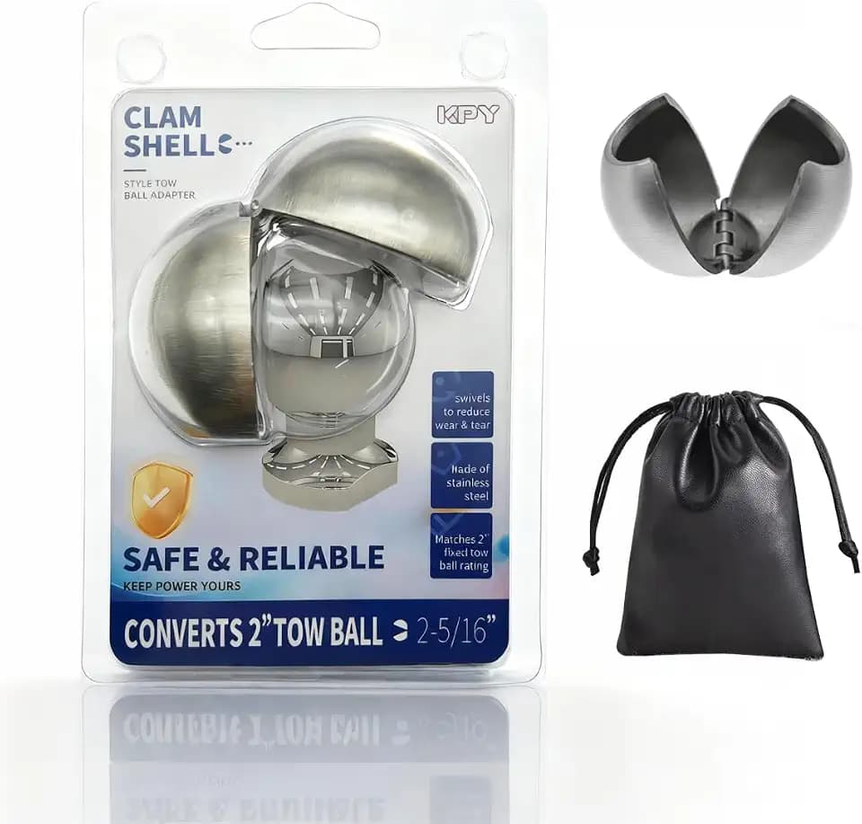 Heavy Duty Stainless Steel Tow Ball Adapter - Converts 2" Receiver to 2-5/16" Hitch Ball - Universal Fit for Trailers, Caravans & Campers
