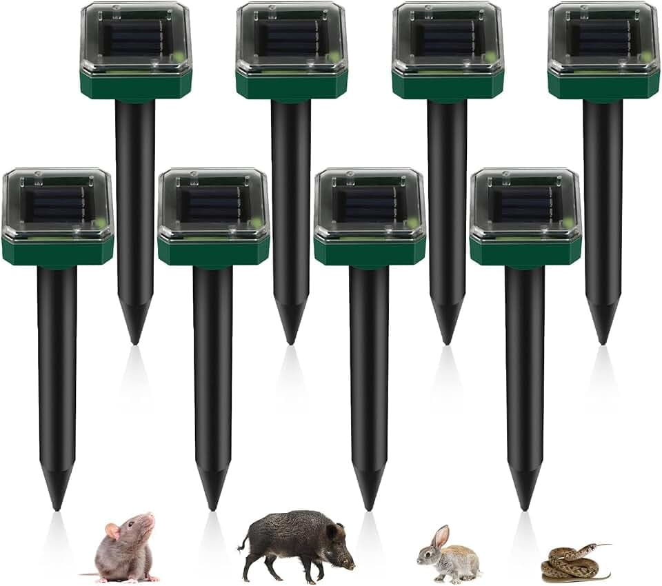 Solar Maulwurfabwehr 8 Stück: Ultrasonic Solar Maulwurfschreck, Maulwurf Vertreiber, Maulwurfbekämpfung, Mole Repellent, Wühlmausschreck, Schädlingsbekämpfung mit IP65 für Garten Rasen