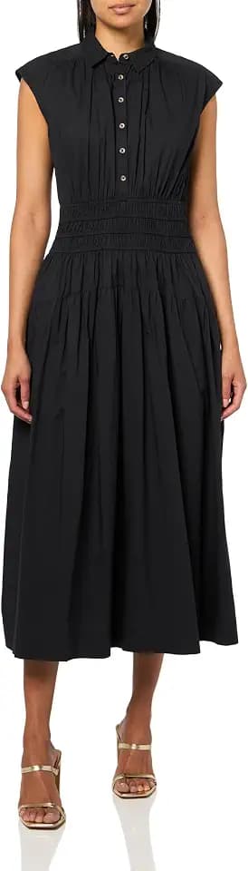 Lucky Brand Womens Smocked Dropped Waist Midi Dress