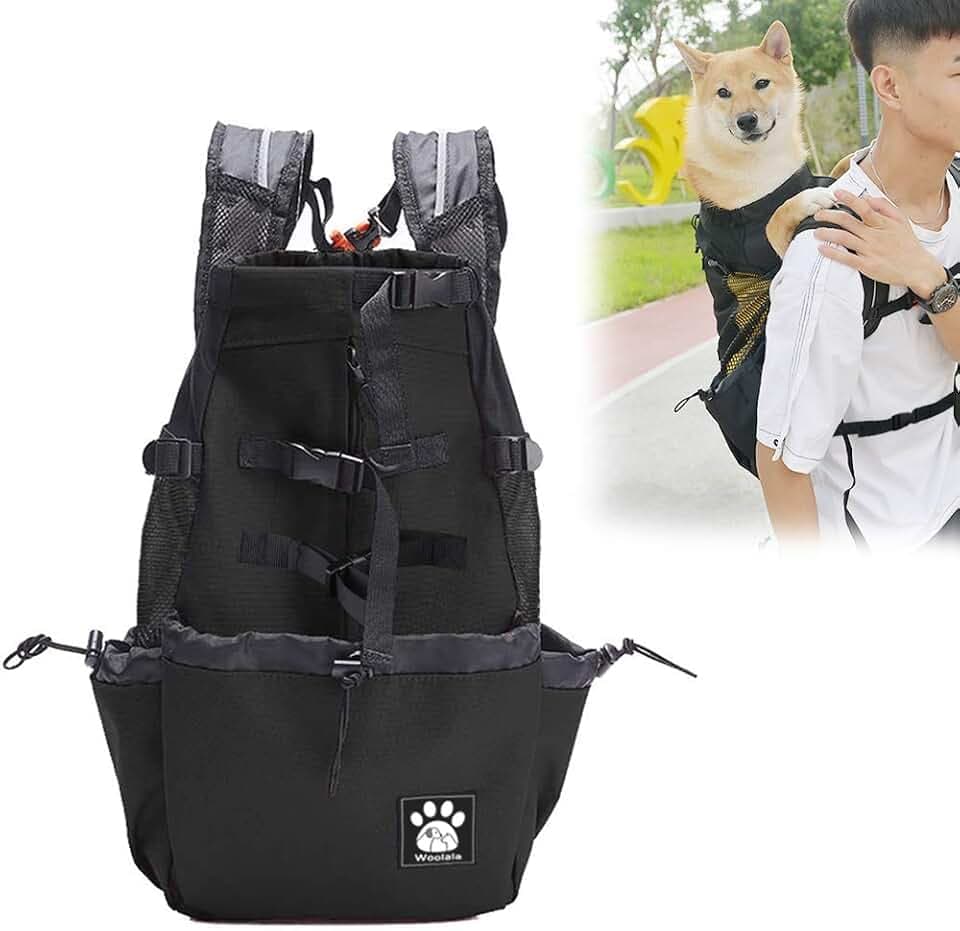 Woolala Leichter Haustier-Rucksack für kleine und mittelgroße Hunde, tierärztlich zugelassene sichere Tasche für Reisen, platzsparend, Größe XL, Schwarz