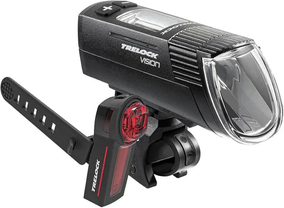 TRELOCK Fahrradlicht Set, LS 760 I-GO Vision 100 LUX und LS740 VECT Rücklicht mit Bremslichtfunktion, USB Aufladbar