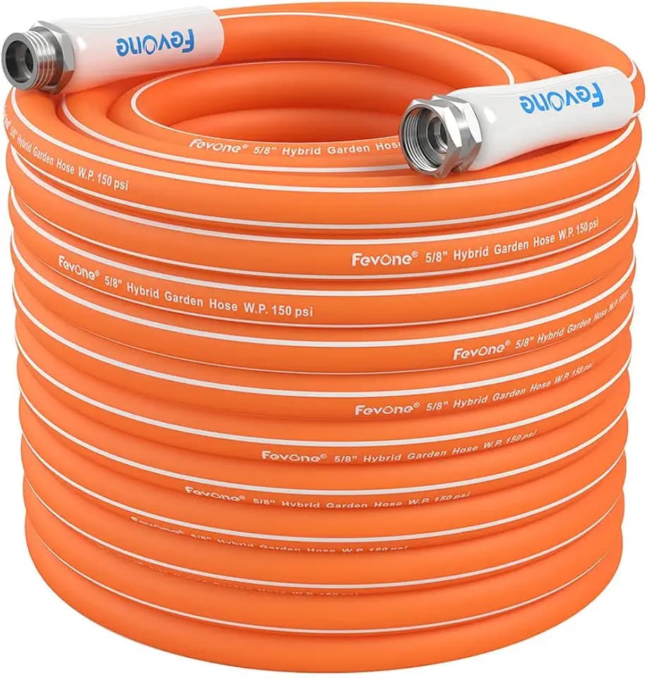 FEVONE 50 ft Hybrid Polymer Garden Hose, Heavy Duty Water Hose