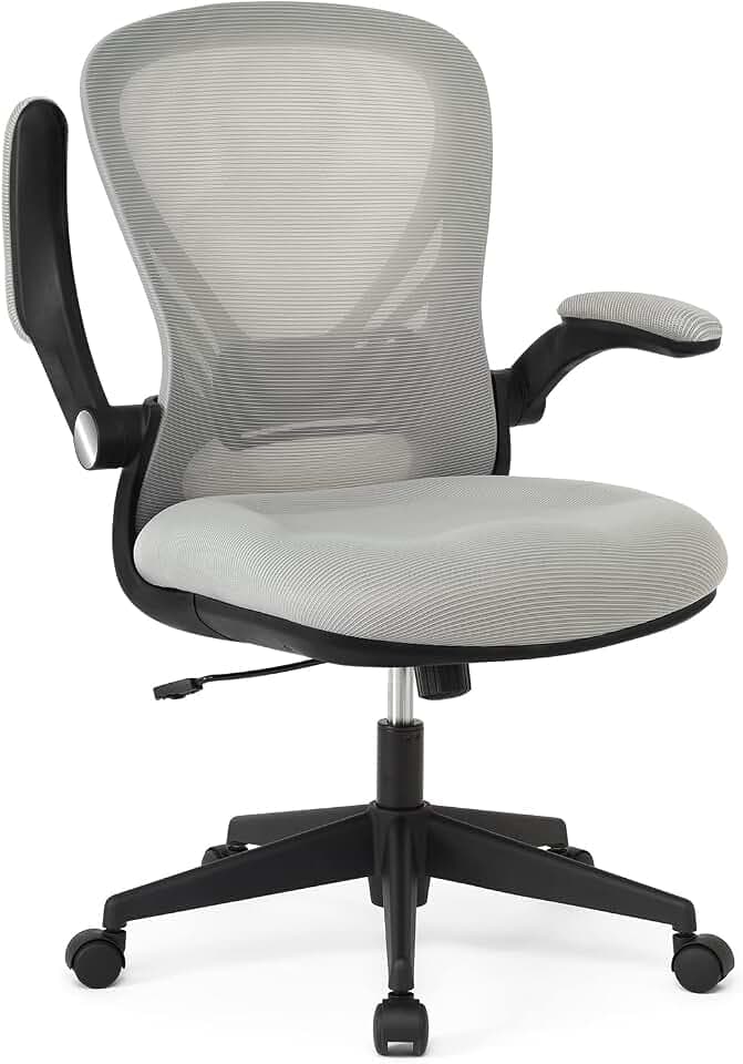 IntimaTe WM Heart Bürostuhl Ergonomisch Schreibtischstuhl für Büro Homeoffice Stuhl Atmungsaktiv Mesh mit klappbaren Armlehnen Höhenverstellbarer Drehstuhl Chefsessel bequem Grau
