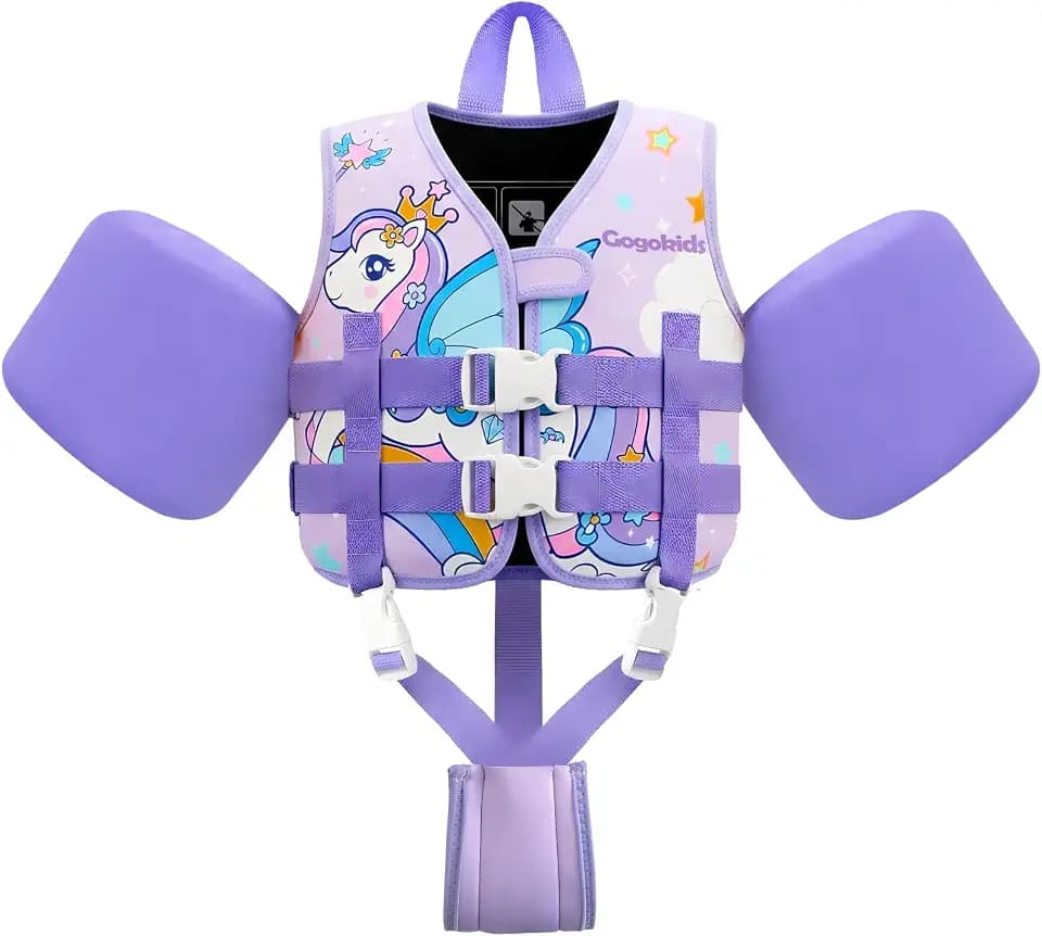 Gogokids Kinder Schwimmweste Schwimmärmel, Kleinkind Jacken-Stil Schwimm-Auftrieb Schwimmhilfe mit Verstellbaren Gurten Kinder Schwimmweste für 2-6 Jahre / 14-30 KG