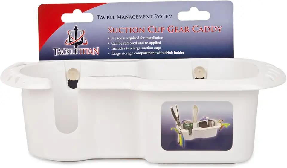 T-H Marine Tackle Titan Boat Gear Caddy Organizer - Weatherproof Fishing Gear Storage with Suction Cup Installation - Large White Tackle Storage Solution for Drinks, Tools, and Accessories