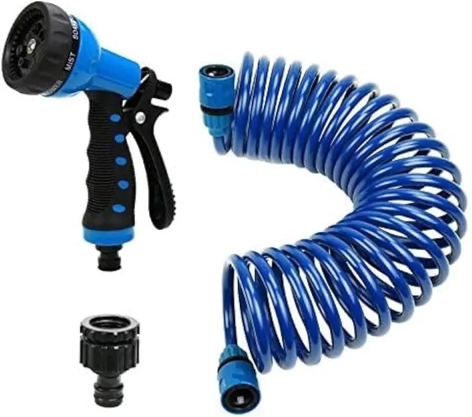 EVA Recoil Garden Hose 25ft - Includes 7 Pattern Spray Nozzle,Retractable Curly Water Hose