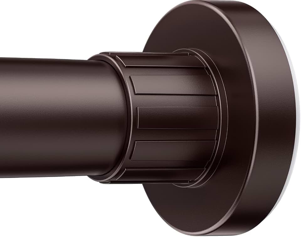 Ausemku Shower Curtain Rod 32-50 Inch Adjustable - 1 Inch Diameter Heavy Duty No drill Spring Tension Shower Rod, Non-Slip Rustproof Telescopic Rod for Bathroom, Brown