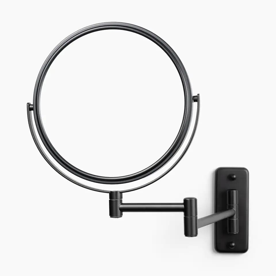 JERDON Wall-Mounted Makeup Mirror - 5X Magnification - Black - JP7506BK