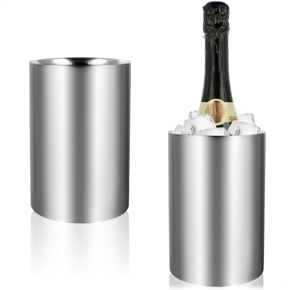 com-four® 2x Flaschenkühler, Sektkühler in matt, Eiswürfelkübel