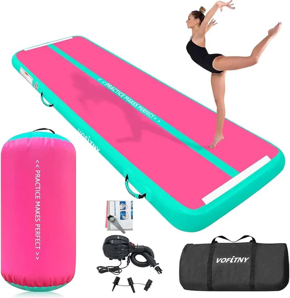 VOFiTNY Aufblasbare Gymnastikmatte mit Tumbling Barrel Tumble Track Matten für Gymnastik Air Roller Gymnastik Barrel Tumbling Track für Zuhause und Fitnessstudio