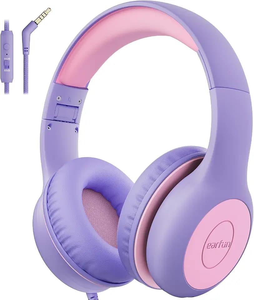 EarFun K1 Kids Headphones Wired with Mic, Volume Limit Headphones for Kids