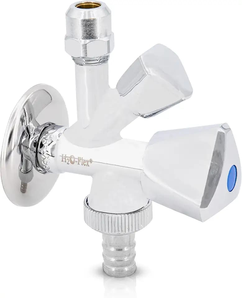 H2O-Flex® Kombi-Eckventil 1/2" Wandanschluss Geräteventil mit Schlauchverschraubung und Rückflussverhinderer