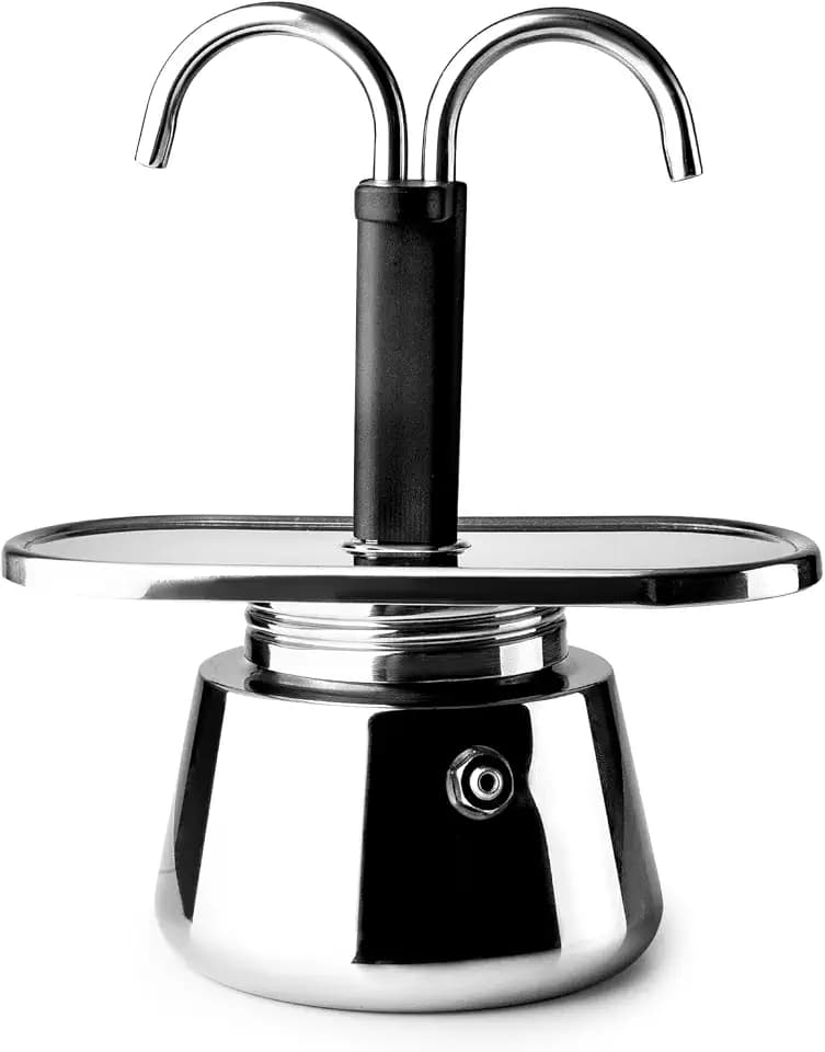 IBILI - Mini Express Kaffeemaschine, 2 Tassen, 2 x 45 ml, Edelstahl, induktionsgeeignet, Grau