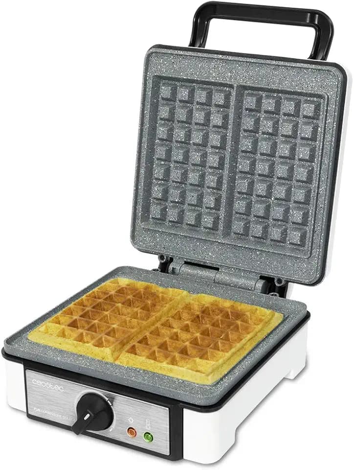 Cecotec Waffeleisen Fun Gofrestone .RockStone Antihaftbeschichtung, einstellbarer Thermostat, großformatige Waffeln, 1200 W.