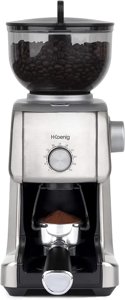 H.Koenig GRD830 Kaffeemühle – Professioneller Kegelmahlwerk Grinder Pro mit 16 Mahlgraden, 400 g Bohnenbehälter, 130 Watt Leistung, für präzise Kaffeemehlbereitung und einfache Reinigung