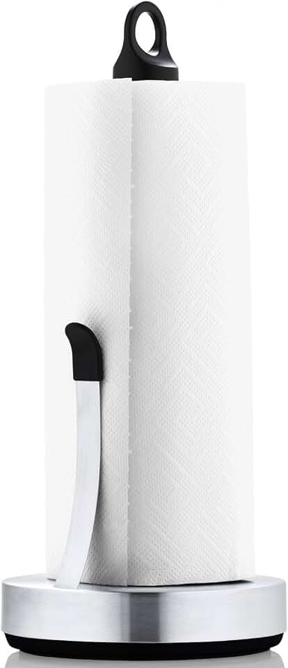 blomus -LOOP- Küchenrollenhalter aus mattiertem Edelstahl, stabiler Papierrollenhalter, Beschwert für Ein-Hand-Bedienung, exklusives Küchenaccessoire (H / B / T: 34 x 15 x 15 cm, Edelstahl, 63651)