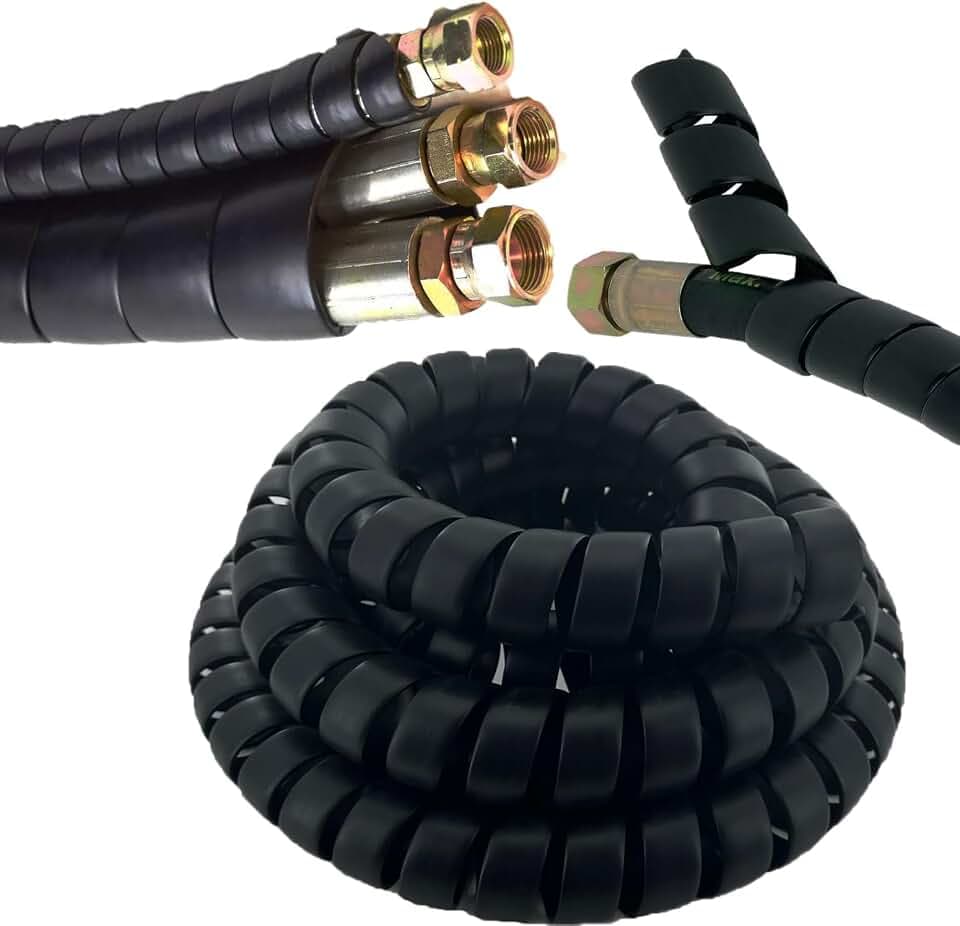 Spiral Wrap Cable Protector Pre-Cut Lengths - Safe Hose Protector to Avoid Wear and Extend Life for Hydraulic Pneumatic Hoses (2" OD x 10')