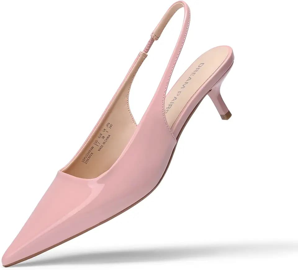 DREAM PAIRS Women's Pumps Kitten Slingback Low Closed Heels